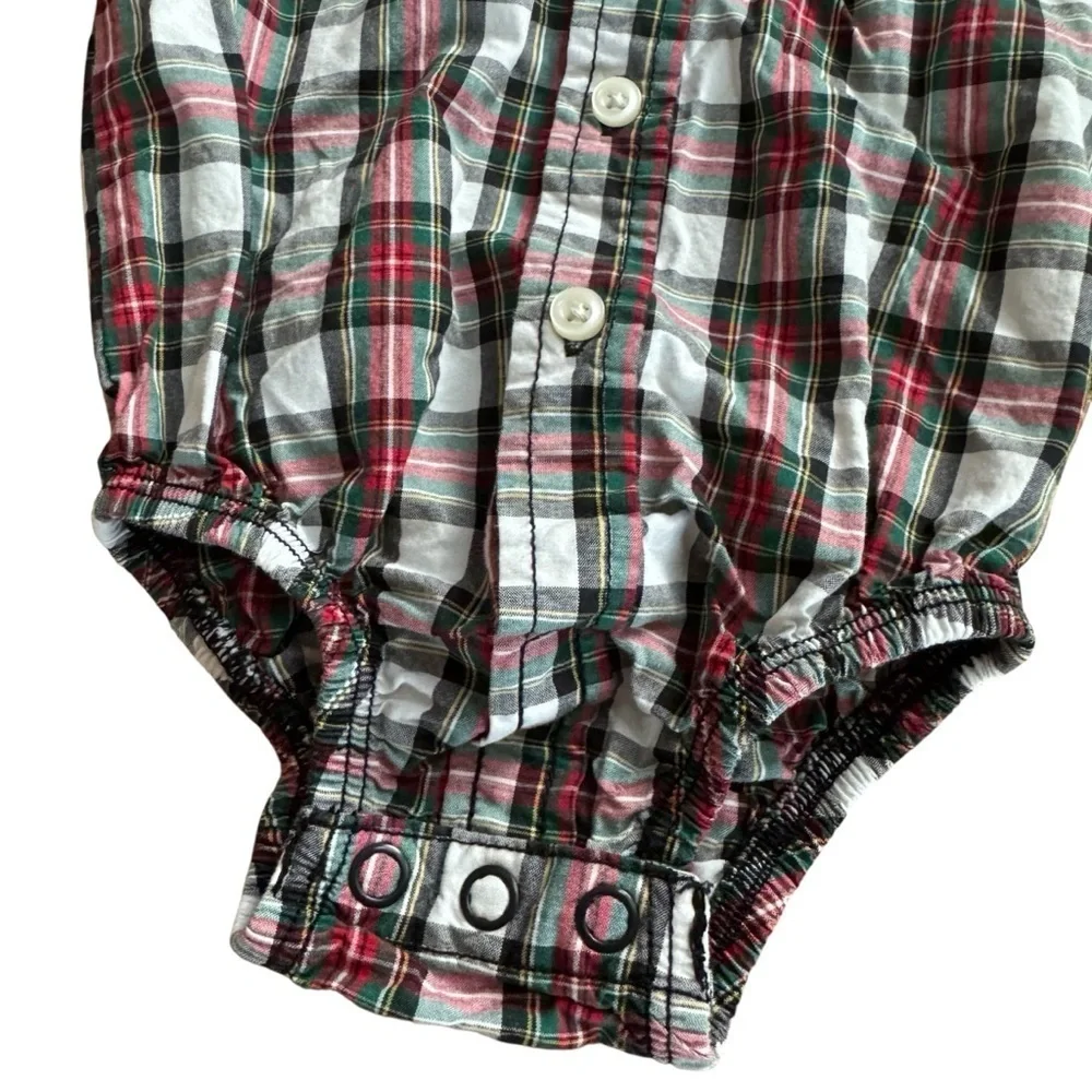Carter’s Plaid Check Christmas Poplin Shirt Button Up Collared Baby Boy 6M